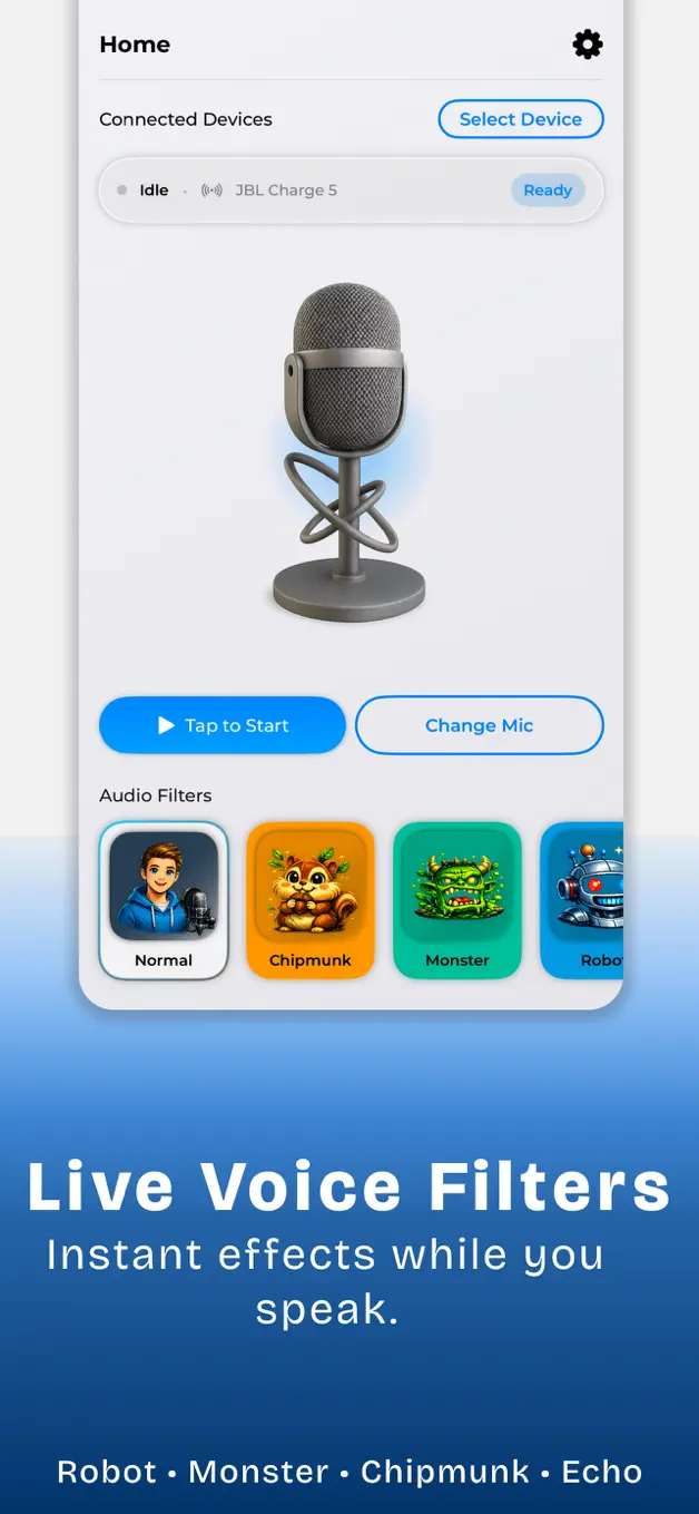 BlueMic media creation screen